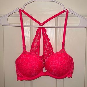 PINK Victoria’s Secret 34B Scalloped Lace Bra hot pink
